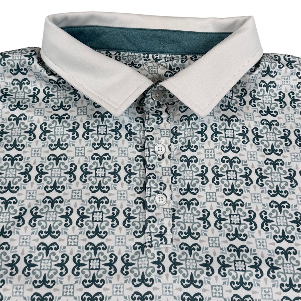 Swannies Golf Polo Shirt Performance Goat Head AOP White Casual Men’s Size 2XL